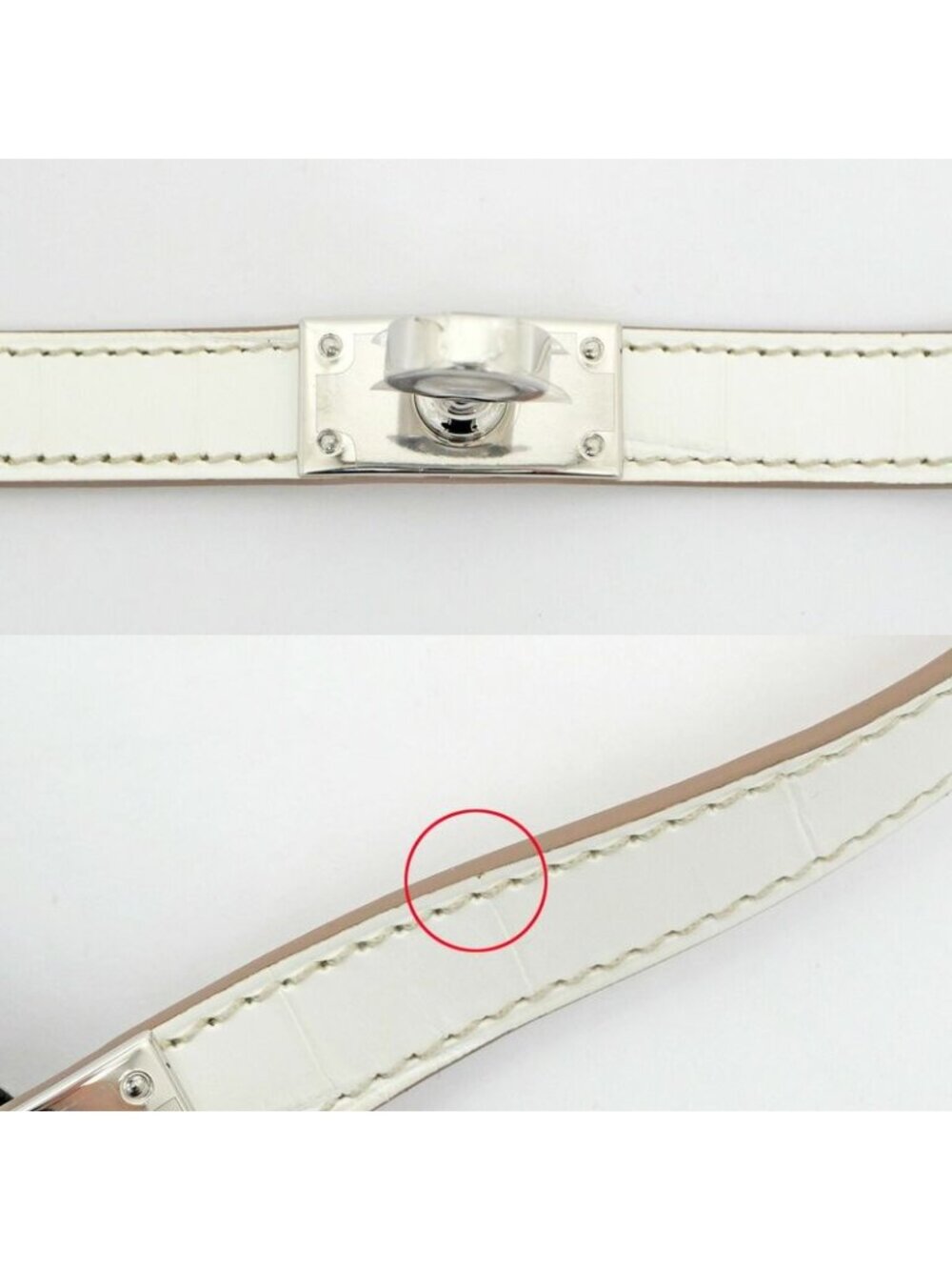 Hermes Leather Bracelet Kelly Double Tour Himalaya Silver Hardware - Picture 9 of 11